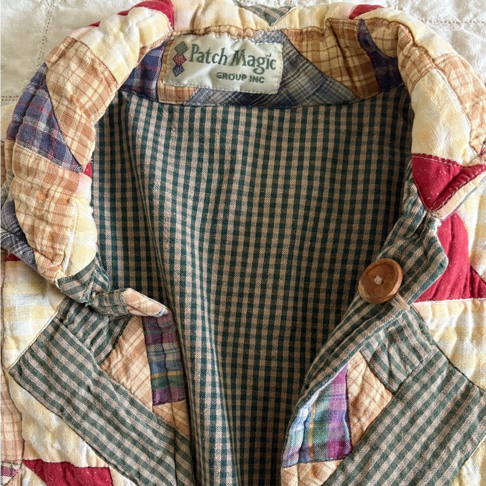 Patchwork Quilted Jacket With Button Closure Medi… - image 3